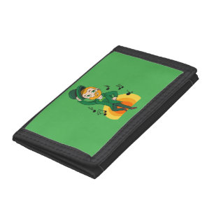 Dancing leprechaun, St. Patrick's Day cartoon  Tri-fold Wallet