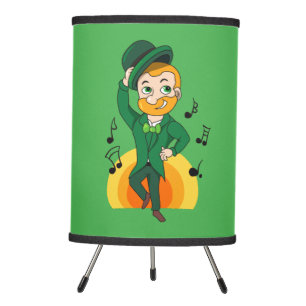 Dancing leprechaun, St. Patrick's Day cartoon Tripod Lamp