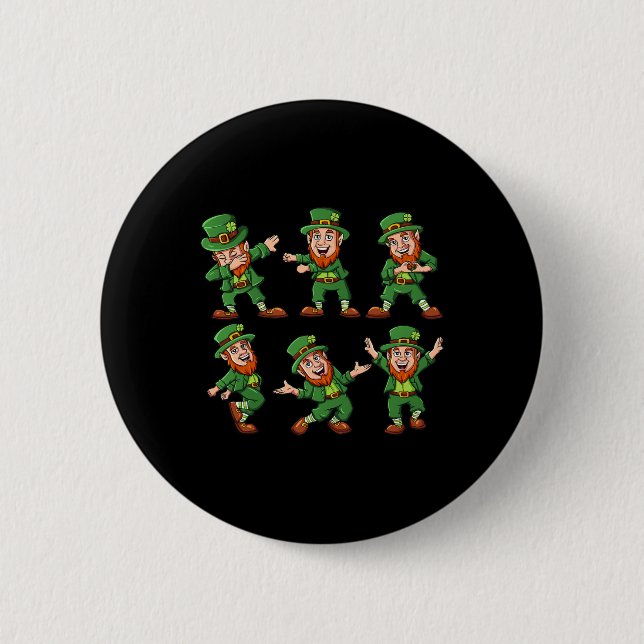 Dancing Leprechauns St Patrick's Day Fun Boys Girl Button (Front)