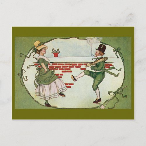 Dancing Leprechauns Vintage St Patricks Day Postcard