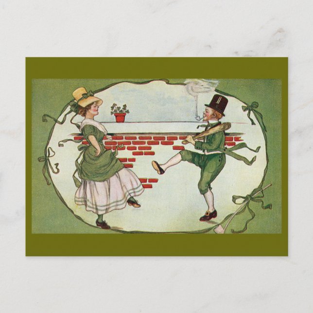 Dancing Leprechauns Vintage St. Patrick's Day Postcard (Front)