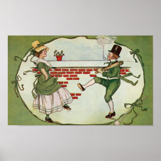Dancing Leprechauns Vintage St. Patrick's Day Poster