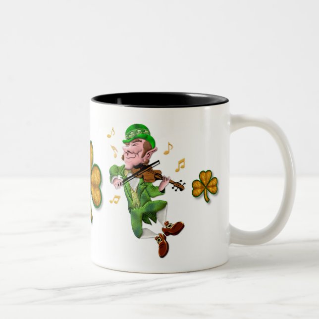 Dancing Leprechauun Two-Tone Coffee Mug (Right)