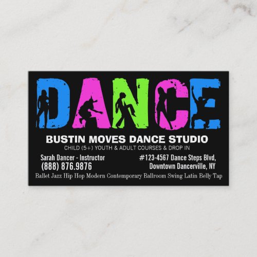 Dancing Lessons or Dance Studio Business Card