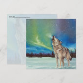 Dancing Lights howling wolf square card (Front/Back)