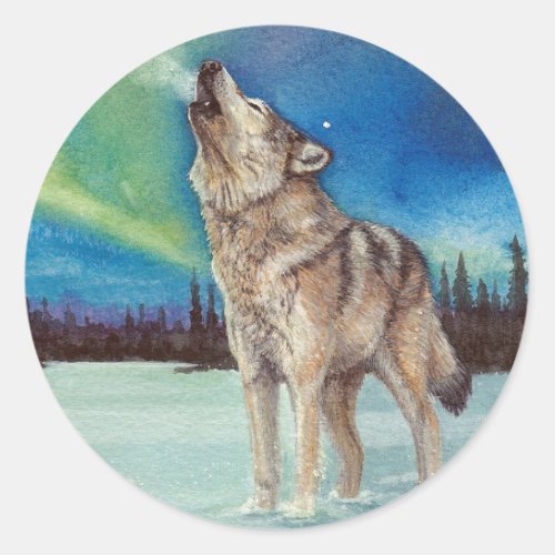 Dancing Lights howling wolf stickers