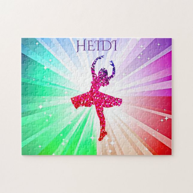 Dancing lights puzzle with beautiful dancer. (Horizontal)