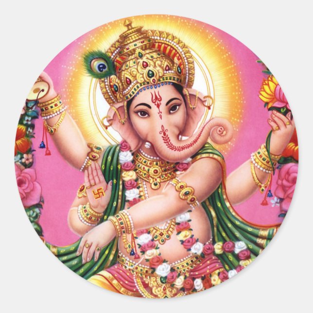 Dancing Lord Ganesha Classic Round Sticker (Front)