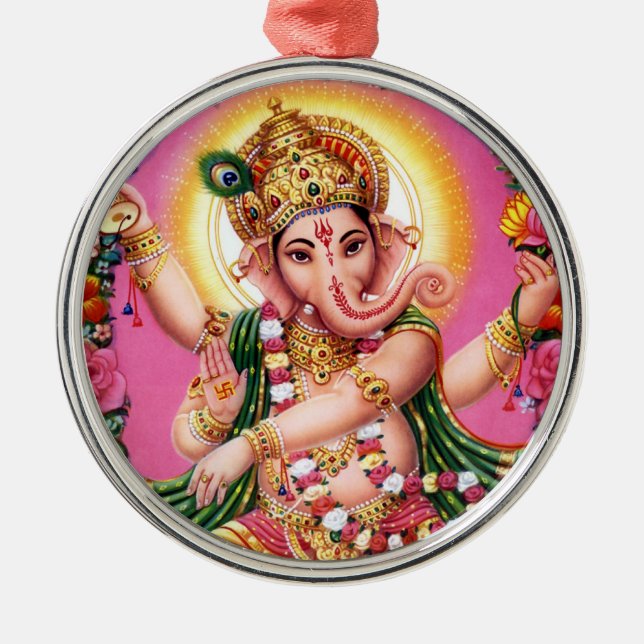 Dancing Lord Ganesha Metal Ornament (Front)