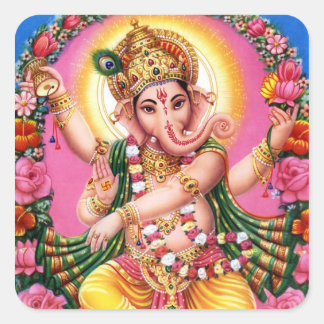 Dancing Lord Ganesha Square Sticker