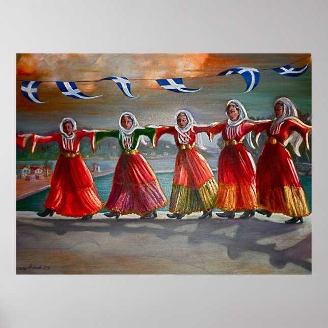 'Dancing Maidens, Skiathos' Poster (Front)
