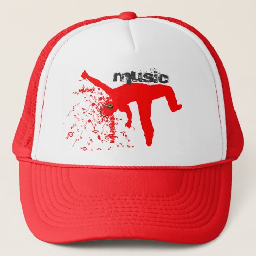 Dancing Man Red Silhouette Music Concept Design 2 Trucker Hat