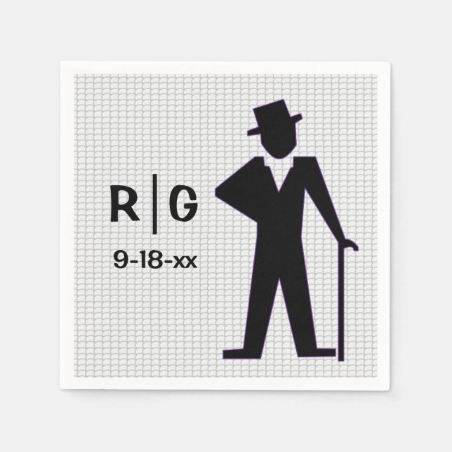 Dancing Man Silhouette Top Hat & Cane Custom Napkins (Front)
