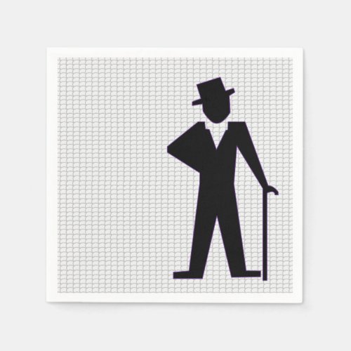 Dancing Man Silhouette with Top Hat and Cane Paper Napkins