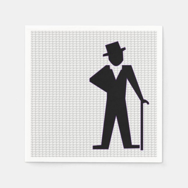 Dancing Man Silhouette with Top Hat and Cane Paper Napkins (Front)