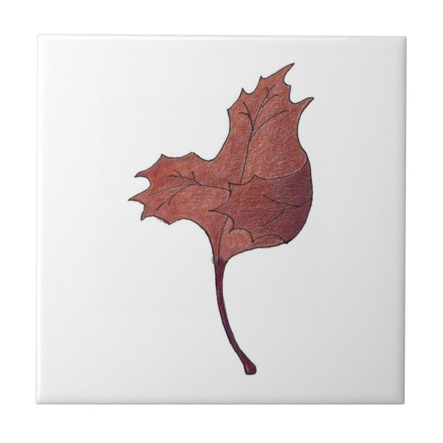 Dancing Maple Leaf Red Ceramic Tile (Front)