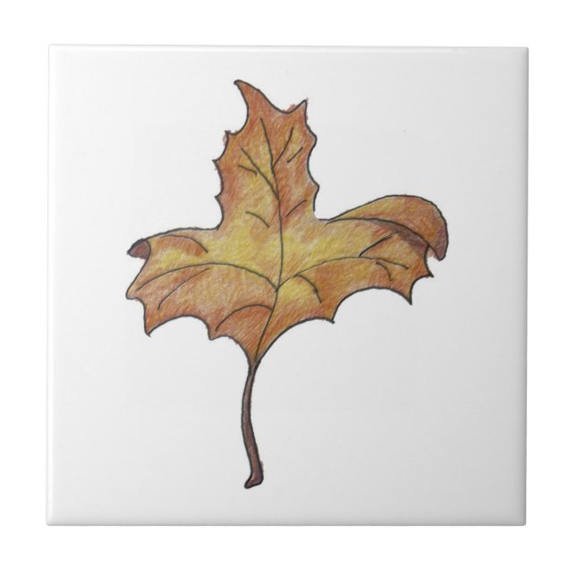 Dancing Maple Leaf Yellow Ceramic Tile (Front)
