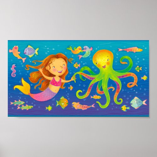 Dancing Mermaid and Octopus Poster