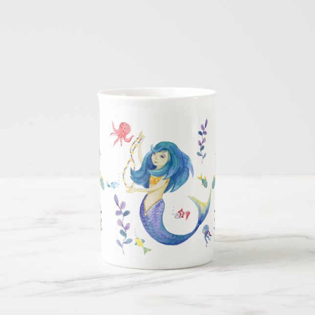 Dancing mermaid bone china mug (Front)