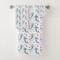 Dancing mermaids bath towel set