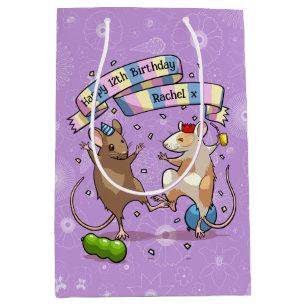 Dancing Mice Add The Name Happy Birthday Party Medium Gift Bag