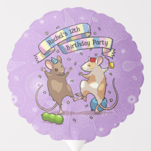 Dancing Mice Name & Age Happy Birthday Party Balloon