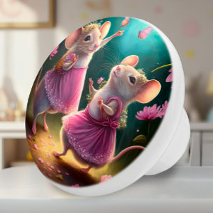 Dancing Mice - Personalized Fantasy Ceramic Knob
