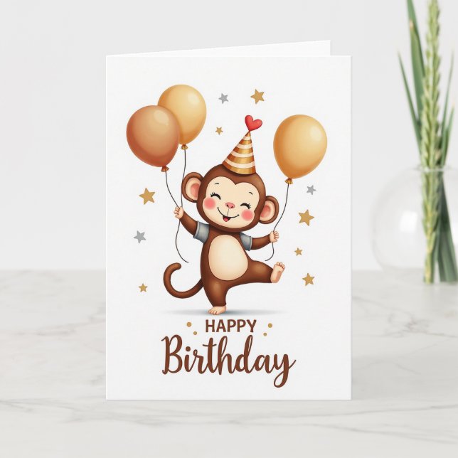 Dancing Monkey Birthday Card (Front)