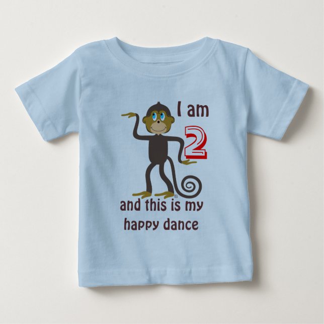 Dancing monkeys, 2nd birthday, personalized baby T-Shirt (Front)