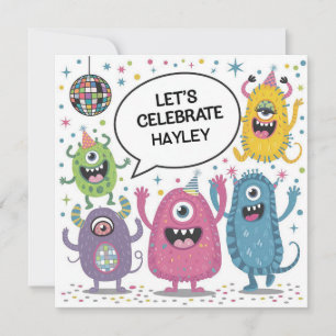 Dancing Monsters Party Kids Birthday Design Card