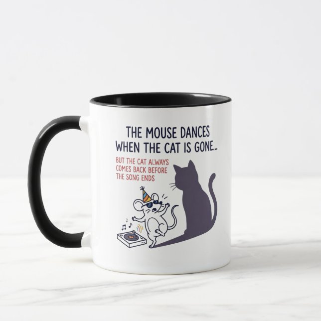 Dancing Mouse & Record Player Illustration | Humor Mug (Left)