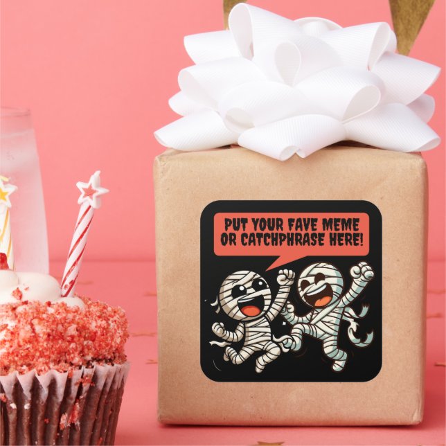 Dancing Mummies Put Your Favorite Halloween Meme Square Sticker (Party)