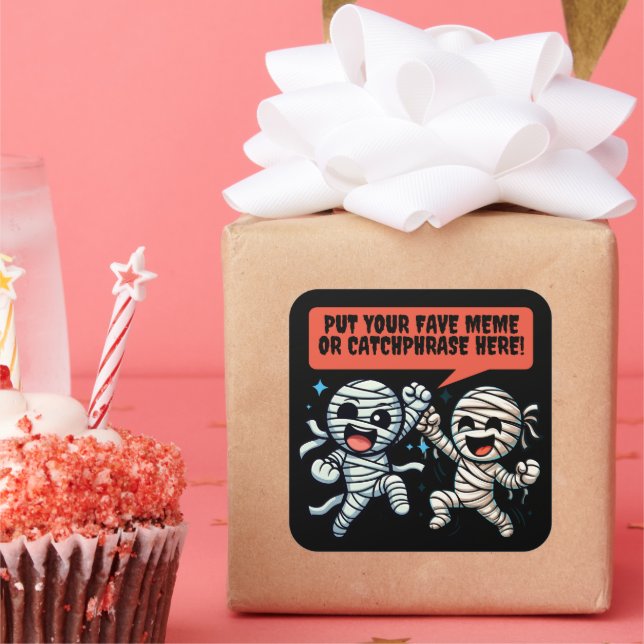 Dancing Mummies Put Your Favorite Halloween Meme Square Sticker (Party)