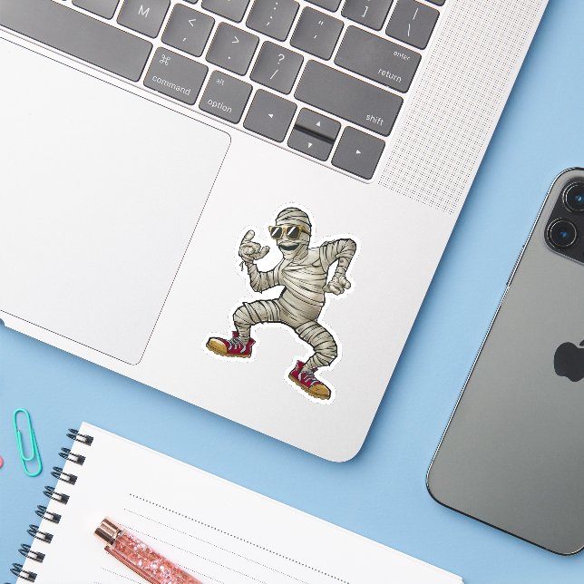 Dancing Mummy Sticker (Laptop w/ iPhone)