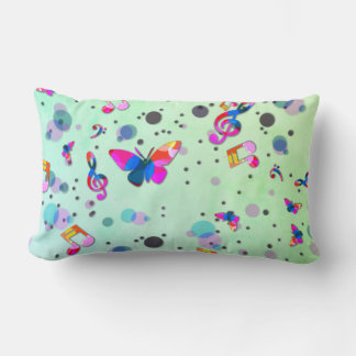 Dancing Music of Colors on Green Lumbar Pillow