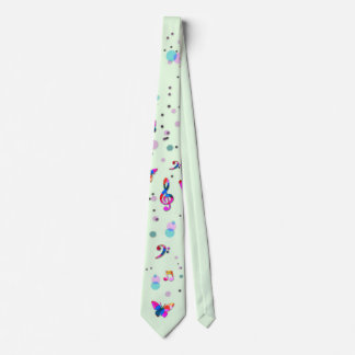 Dancing Music of Colors on Green Neck Tie