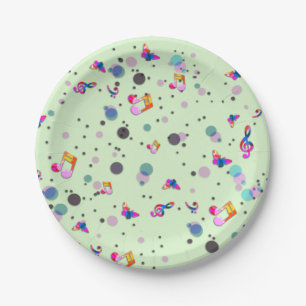 Dancing Music of Colors on Green Paper Plates