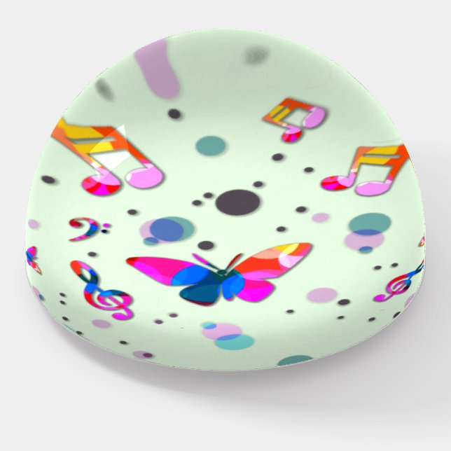 Dancing Music of Colors on Green Paperweight (Angled)