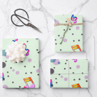 Dancing Music of Colors on Green Wrapping Paper Sheets
