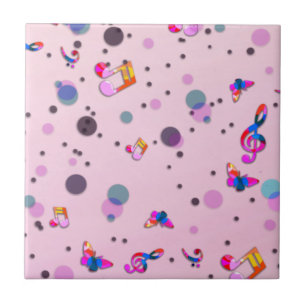 Dancing Music of Colors on Pink Ceramic Tile