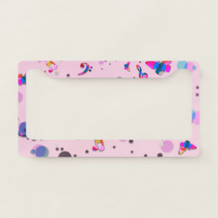 Dancing Music of Colors on Pink License Plate Frame
