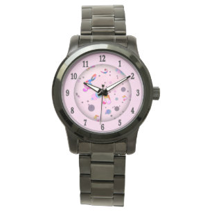 Dancing Music of Colors on Pink Watch