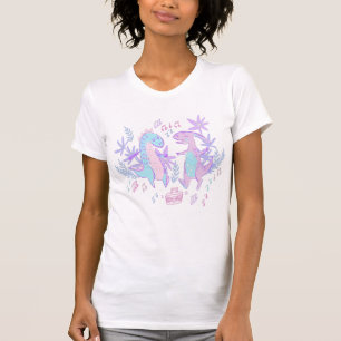 Dancing Musical Dinosaur Drawing in Pastel Colors T-Shirt