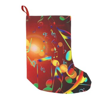 Dancing Musical Notes Small Christmas Stocking by StuffOrSomething at Zazzle