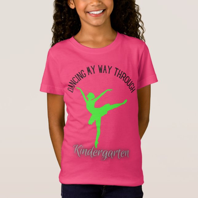 Dancing My Way Through Kindergarten Lime Black T-Shirt (Front)