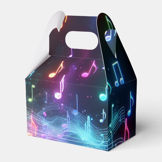 Dancing Neon Musical Notes  Favor Boxes (Front Side)