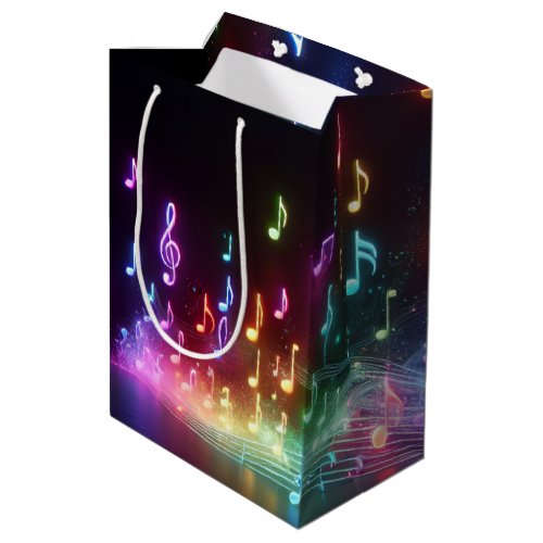 Dancing Neon Musical Notes  Medium Gift Bag