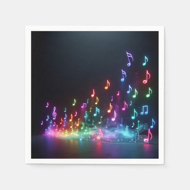 Dancing Neon Musical Notes  Napkins (Front)
