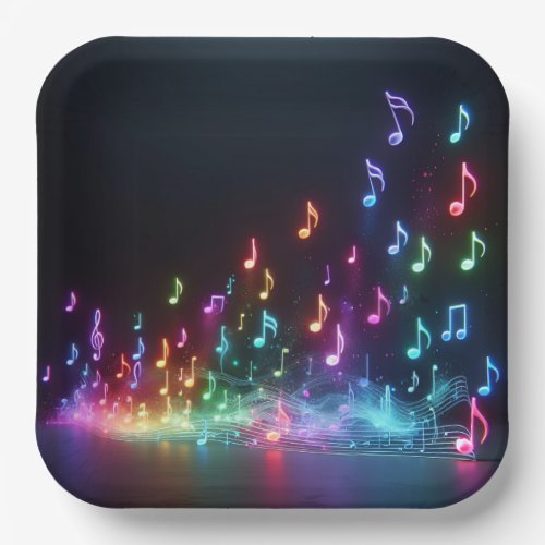 Dancing Neon Musical Notes  Paper Plates