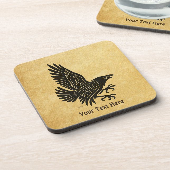 Dancing Norse Raven Beverage Coaster (Left Side)